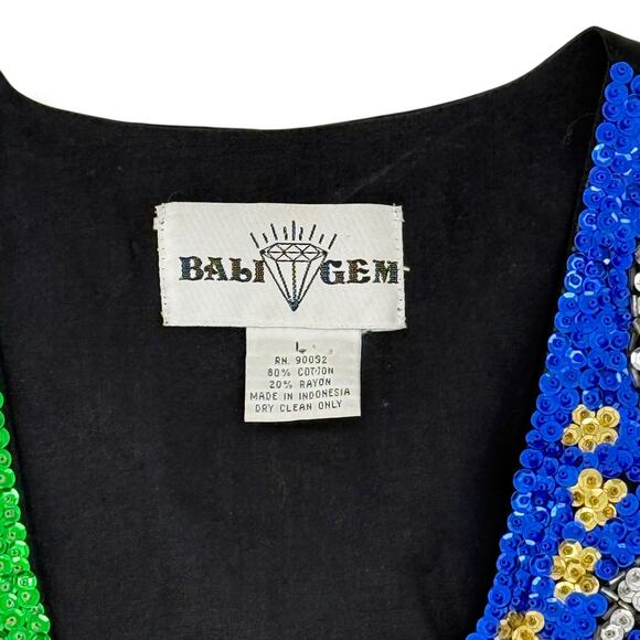 Baby Gem Heavy Sequin Christmas Vest Santa Angel Tree Window Holiday Party Sz L - Picture 11 of 11